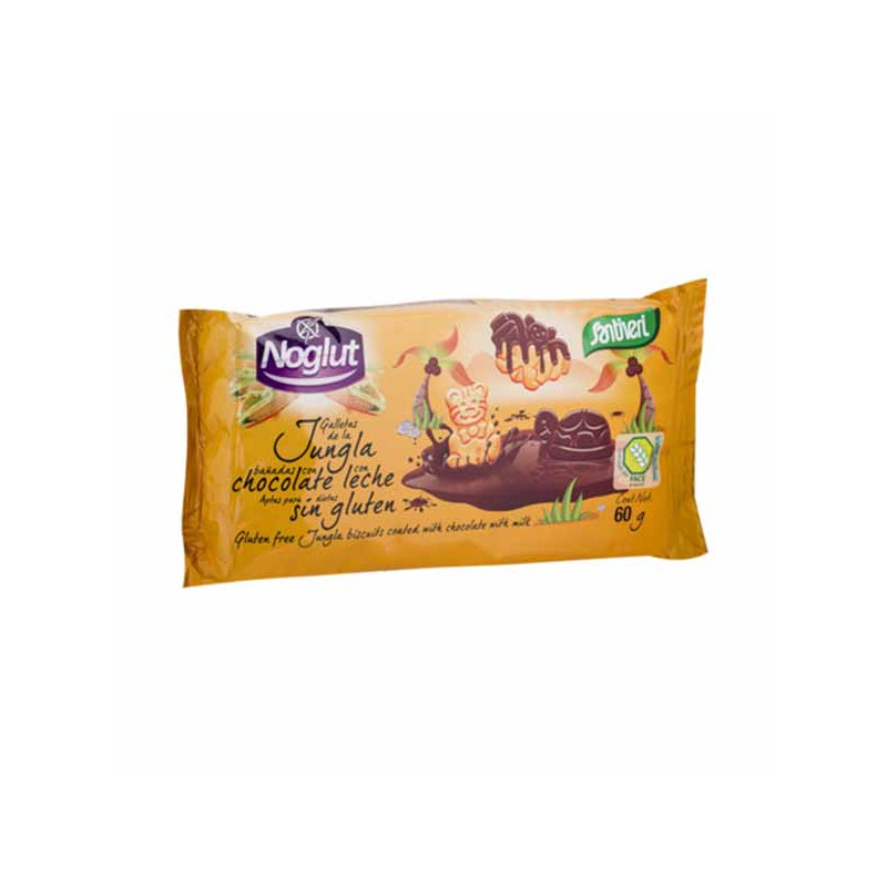 NOGLUT GALLETAS JUNGLA CHOCO-LECHE 60Gr. SANTIVERI