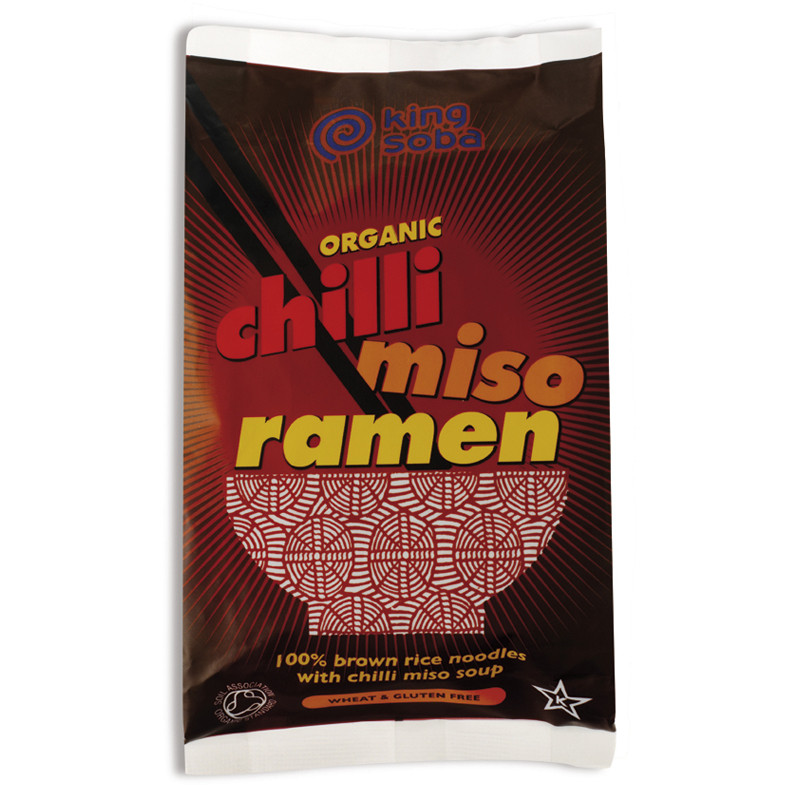 PASTA RAMEN DE ARROZ INTEGRAL CON MISO Y CHILE S/G BIO 80Gr. KING SOBA