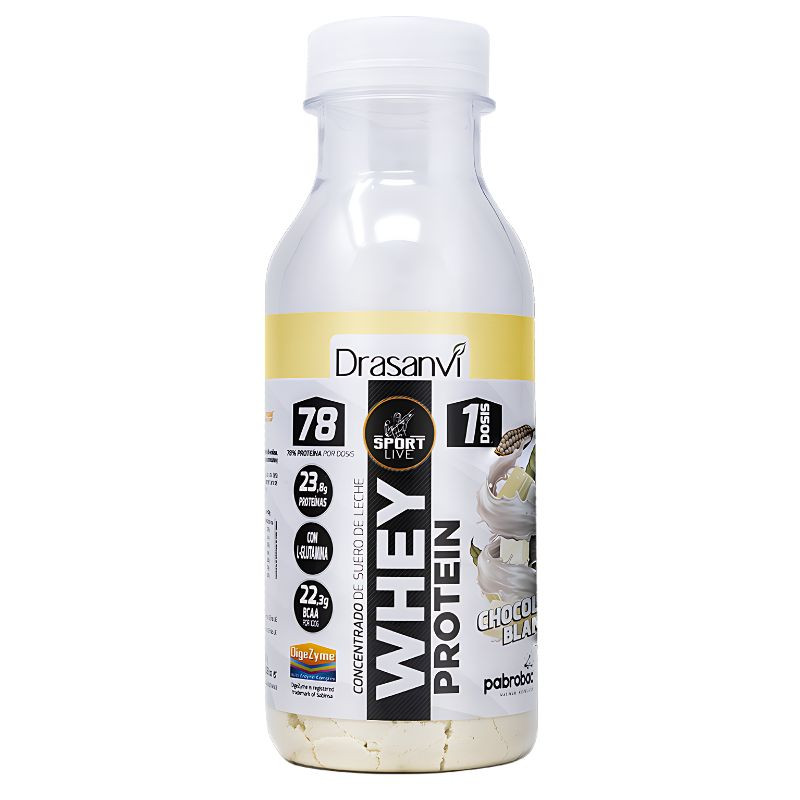 BOTELLA MONODOSIS WHEY PROTEIN CONCEN..CHOCO BLANCO 30G DRASANVI