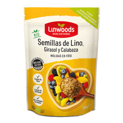 SEMILLAS DE LINO MOLIDAS, GIRASOL Y CALABAZA 200Gr. LINWOODS