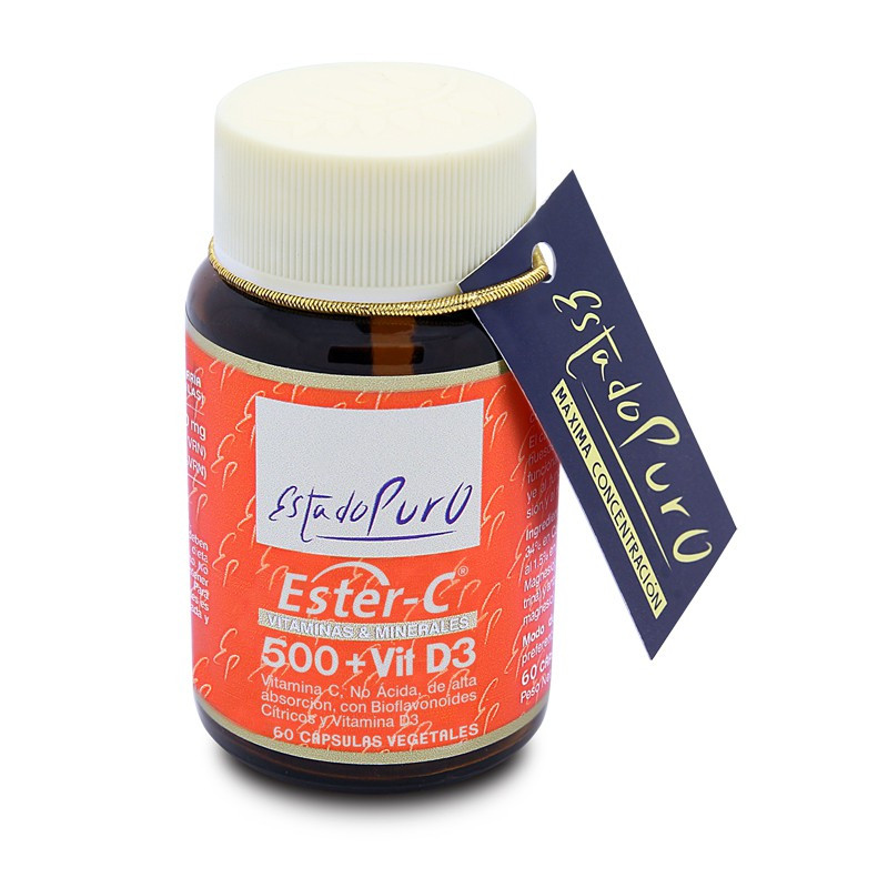 ESTER C 500 Y VITAMINA D3 60 CAPSULAS ESTADO PURO