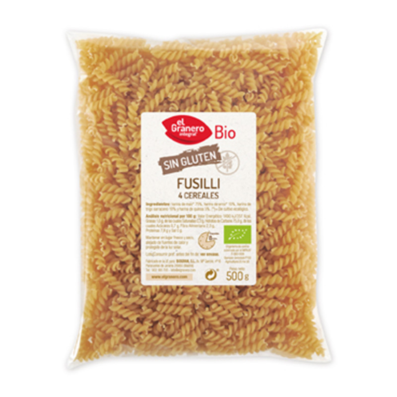 FUSILLI DE 4 CEREALES SIN GLUTEN BIO 500Gr. GRANERO