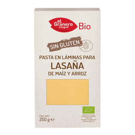 LAMINAS LASAÑA SIN GLUTEN BIO 250Gr. GRANERO