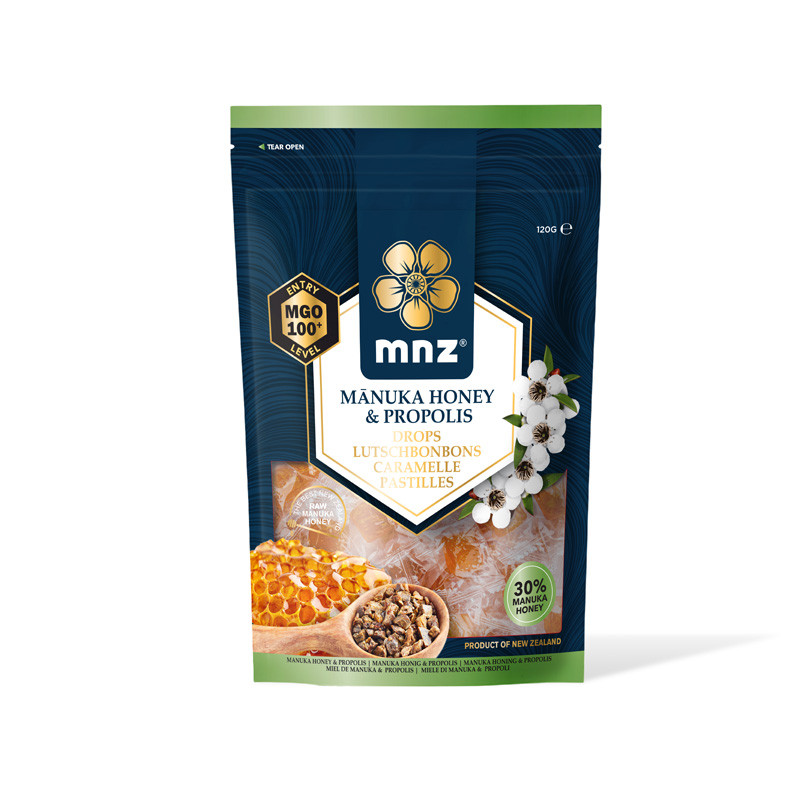 Miel de Manuka MGO 100+ 30%, Propolis & Isomalt caramelos 120g MANUKA WORLD