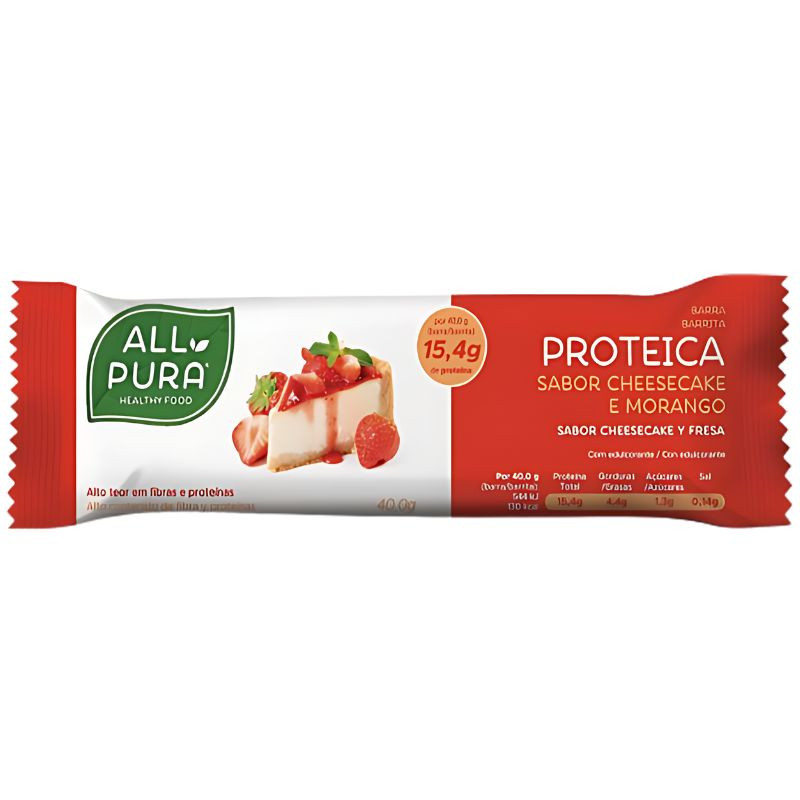 BARRITAS PROTEICAS CHEESCAKE Y FRESA 24 UNIDADES ALL PURA