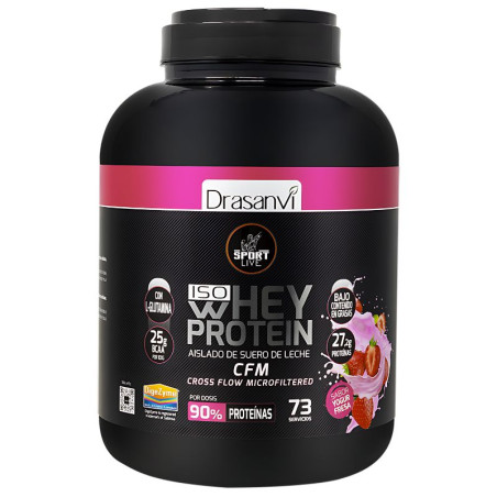 WHEY PROTEIN AISLADO YOGUR FRESA 2,2KG DRASANVI SPORT LIVE