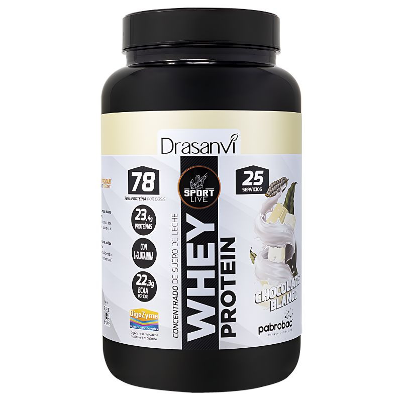 WHEY PROTEIN CONCENTRADA CHOCO BLANCO 750GR DRASANVI SPORT LIVE