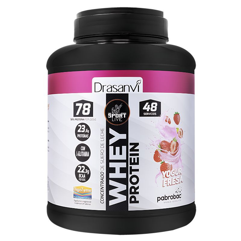 WHEY PROTEIN CONCENTRADA YOGUR FRESA 1,45KG DRASANVI SPORT LIVE