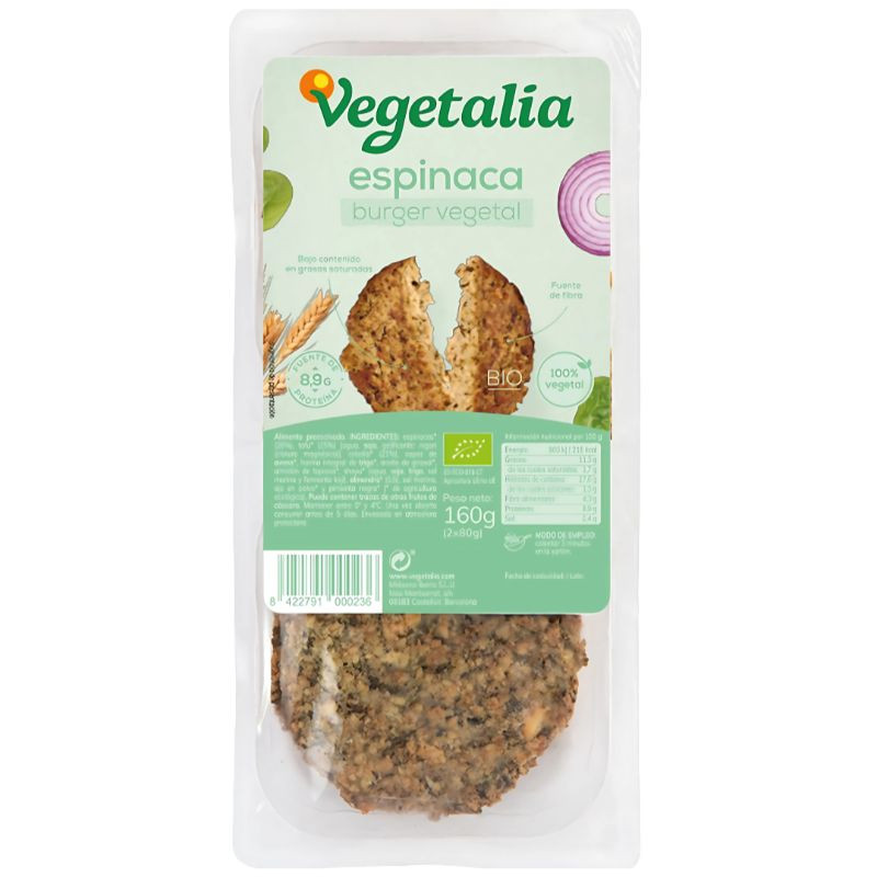 VEGEBURGUER TOFU Y ESPINACAS BIO 160GR VEGETALIA