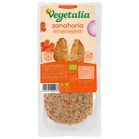 VEGEBURGUER SEITÁN Y ZANAHORIA BIO (4 UNIDADES) 320GR VEGETALIA