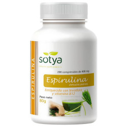 ESPIRULINA + VITAMINA B12 400MG 200 COMPRIMIDOS SOTYA