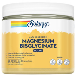 MAGNESIUM BISGLYCINATE POLVO 179G (68 DOSIS) SOLARAY