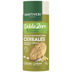 GALLETAS INTEGRALES AVENA Y CEREALES DOBLE ZERO 170G SANTIVERI