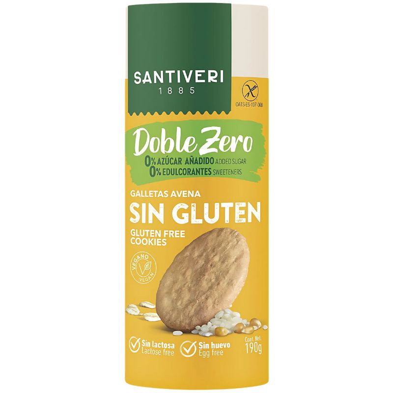 GALLETAS DE AVENA SIN GLUTEN DOBLE ZERO 190G SANTIVERI