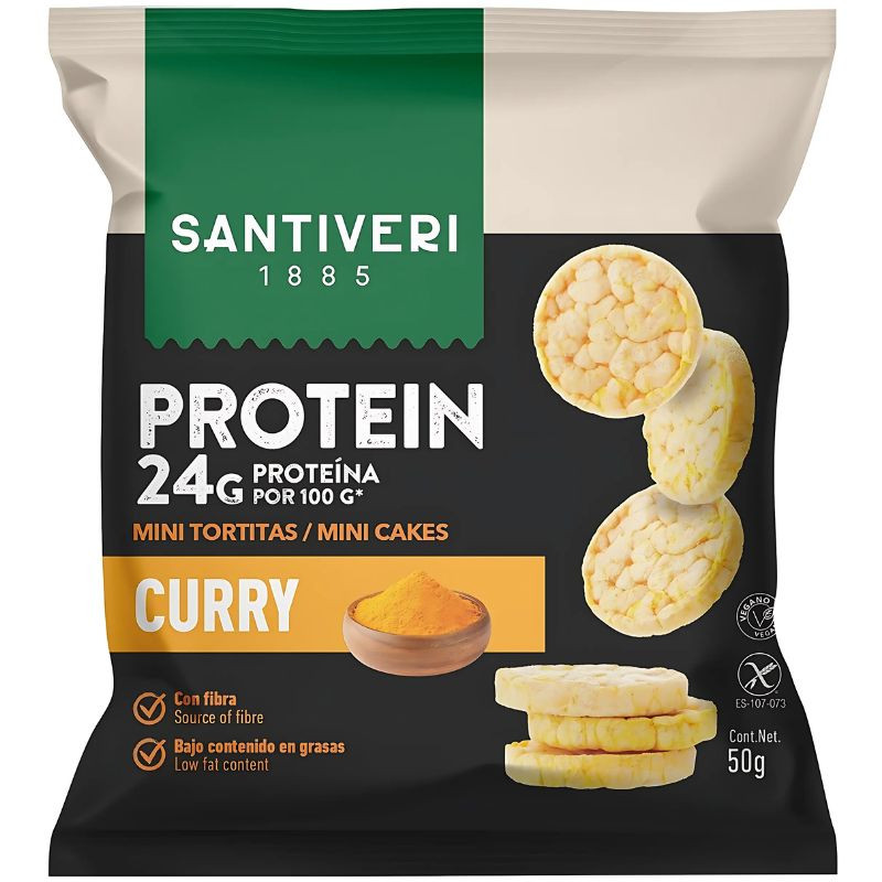 MINI TORTITAS 24% PROTEÍNA CON CURRY 50G SANTIVERI