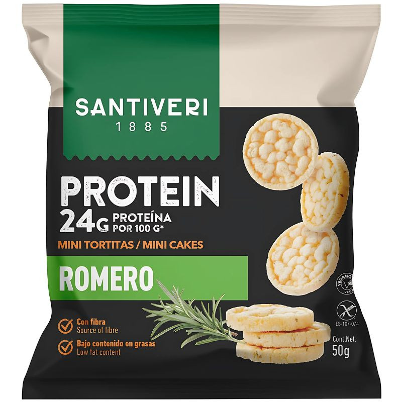 MINI TORTITAS 24% PROTEÍNA CON ROMERO 50G SANTIVERI