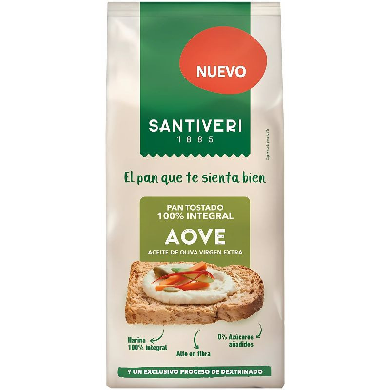 PAN TOSTADO 100% INTEGRAL AOVE 200G SANTIVERI
