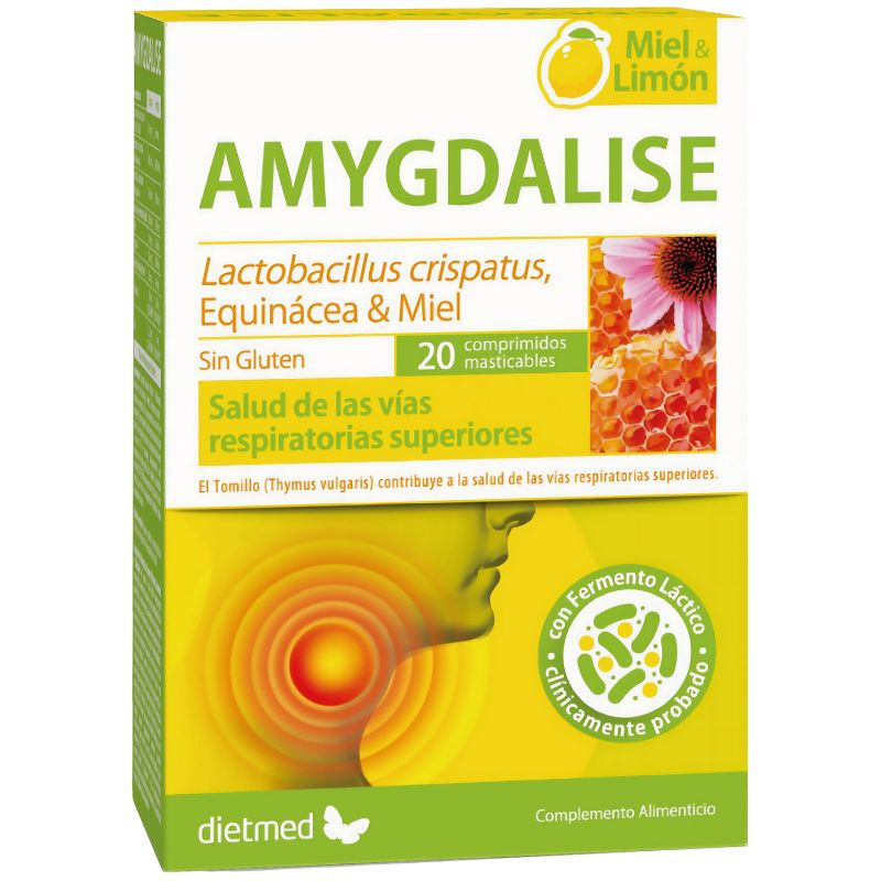 AMYGDALISE MIEL Y LIMÓN 20 COMPRIMIDOS MASTICABLES DIETMED