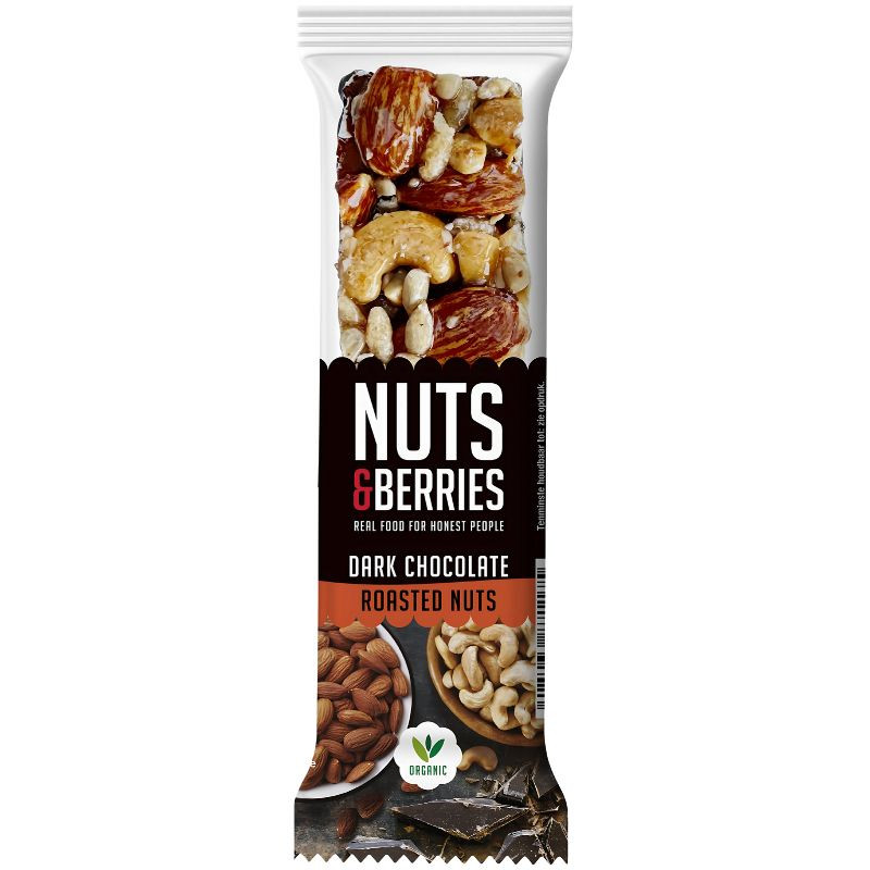 BARRITA CHOCO NEGRO CON FRUTOS SECOS TOSTADOS 40G BIOCOP