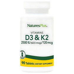 VITAMINA D3 2500UI VITAMINA K2 120μg 90 COMPRIMIDOS NATURES PLUS