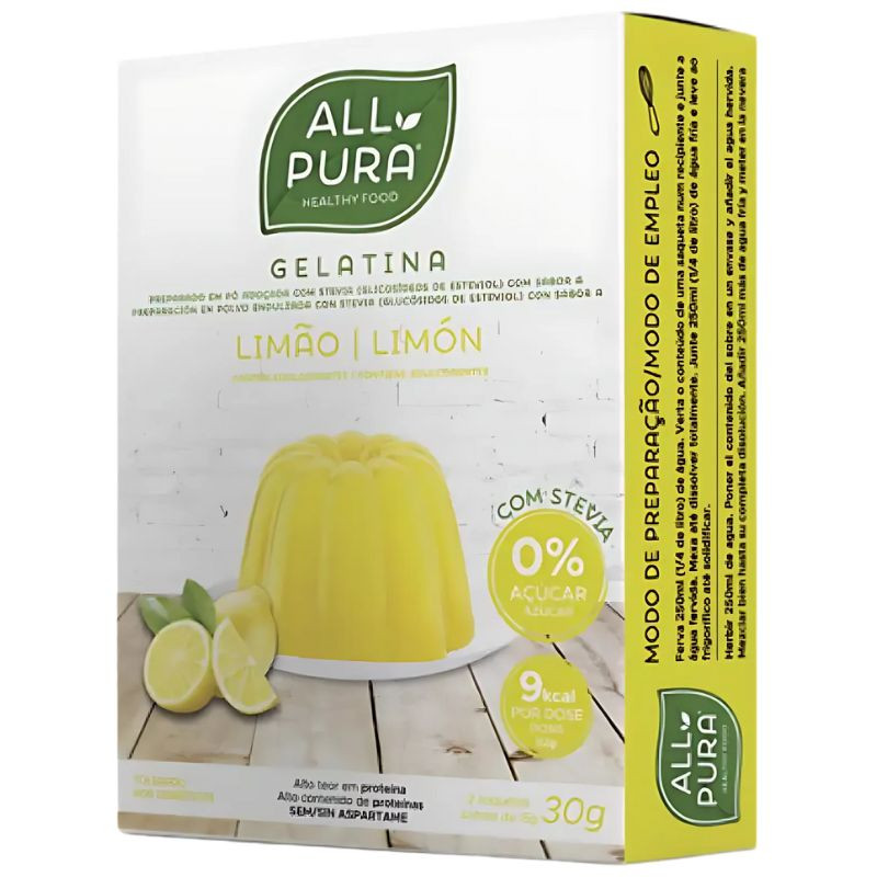 GELATINA DE LIMÓN CON STEVIA 2X15G ALL PURA