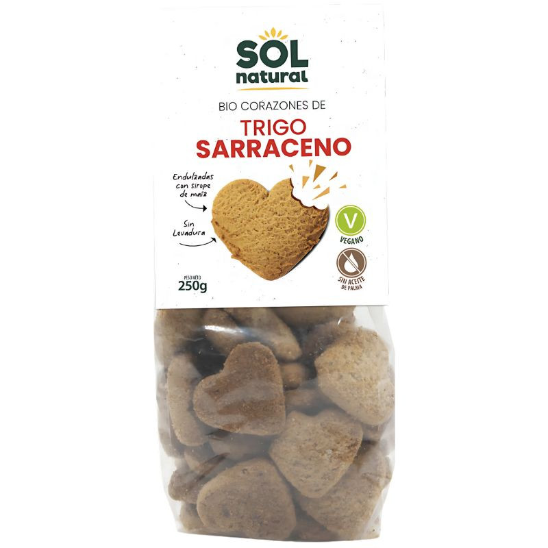 CORAZONES TRIGO SARRACENO CON SIROPE MAÍZ BIO 250G SOL NATURAL