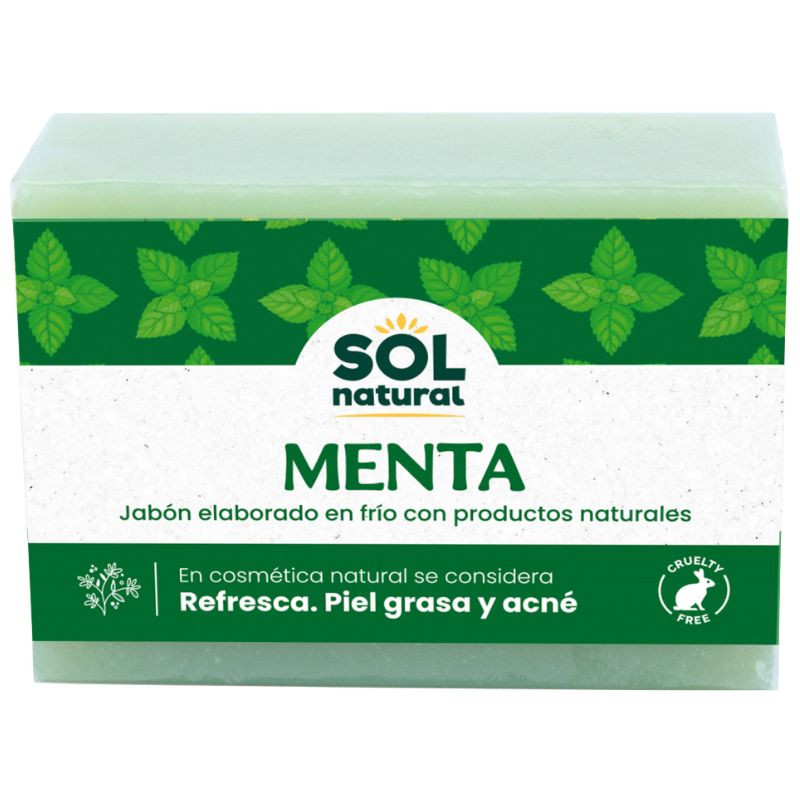 JABÓN NATURAL ELABORADO EN FRÍO DE MENTA 100G SOL NATURAL