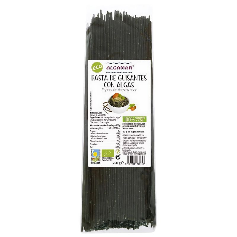 ESPAGUETI DE GUISANTES Y ALGAS BIO 250G ALGAMAR