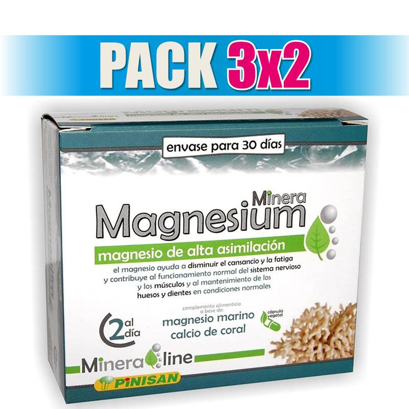Pack 3x2 MINERA LINE MAGNESIUM 60 CAPSULAS PINISAN