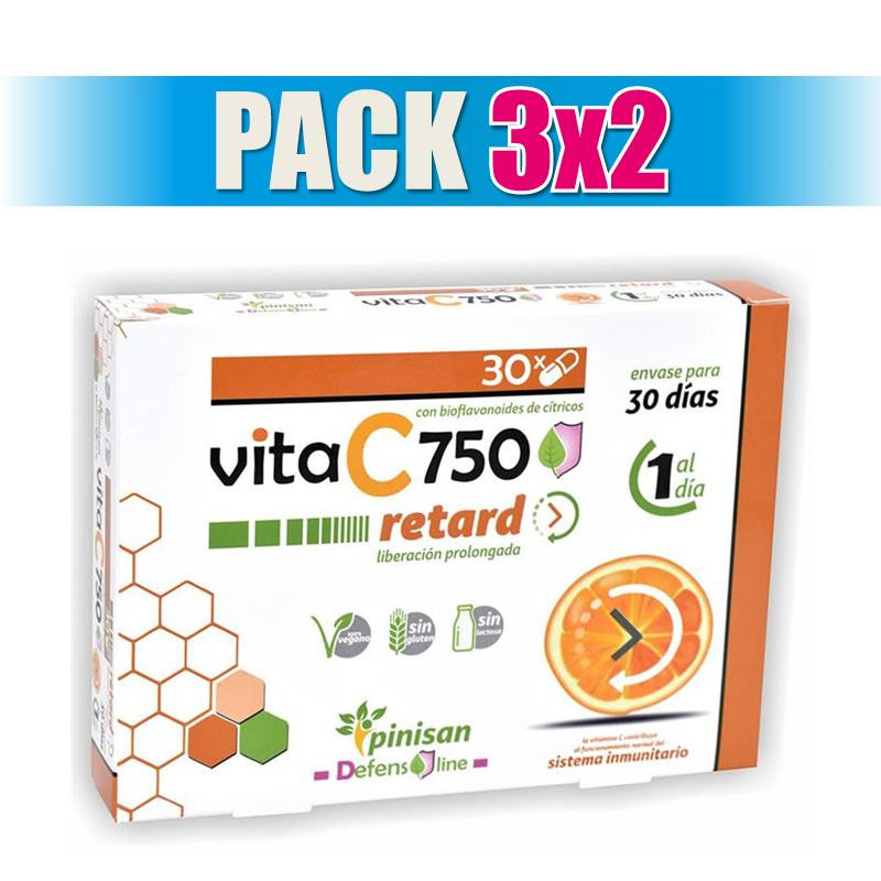 Pack 3x2 VITAC 750 RETARD 30 CAPSULAS PINISAN