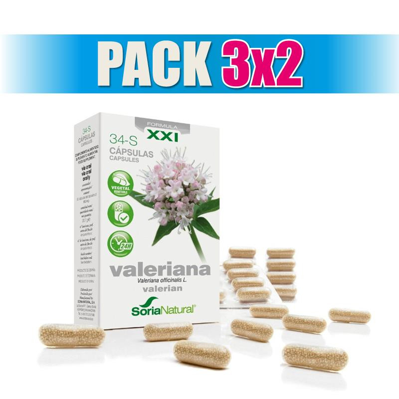 Pack 3x2 34-S VALERIANA FORMULA XXI 30 CAPSULAS SORIA NATURAL