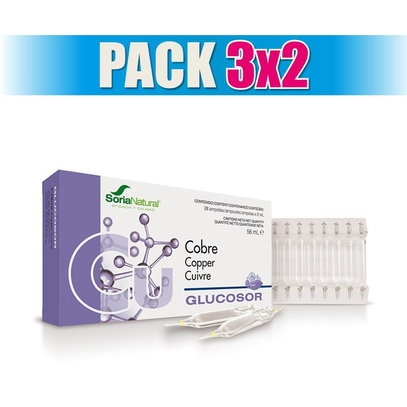 Pack 3x2 GLUCOSOR COBRE 28 VIALES SORIA NATURAL