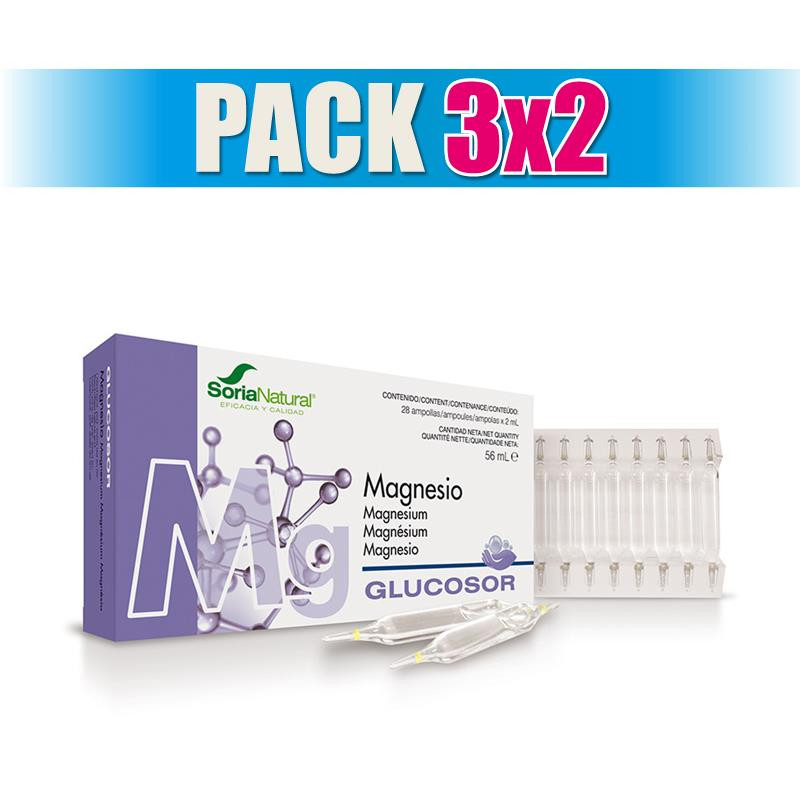 Pack 3x2 GLUCOSOR MAGNESIO 28 VIALES SORIA NATURAL