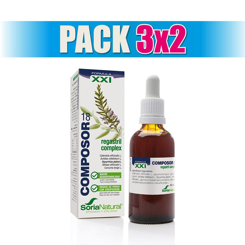 Pack 3x2 COMPOSOR 18 REGASTRIL COMPLEX 50Ml. SORIA NATURAL