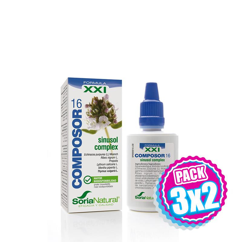 Pack 3x2 COMPOSOR 16 SINUSOL COMPLEX FORMULA XXI 25Ml. SORIA NATURAL