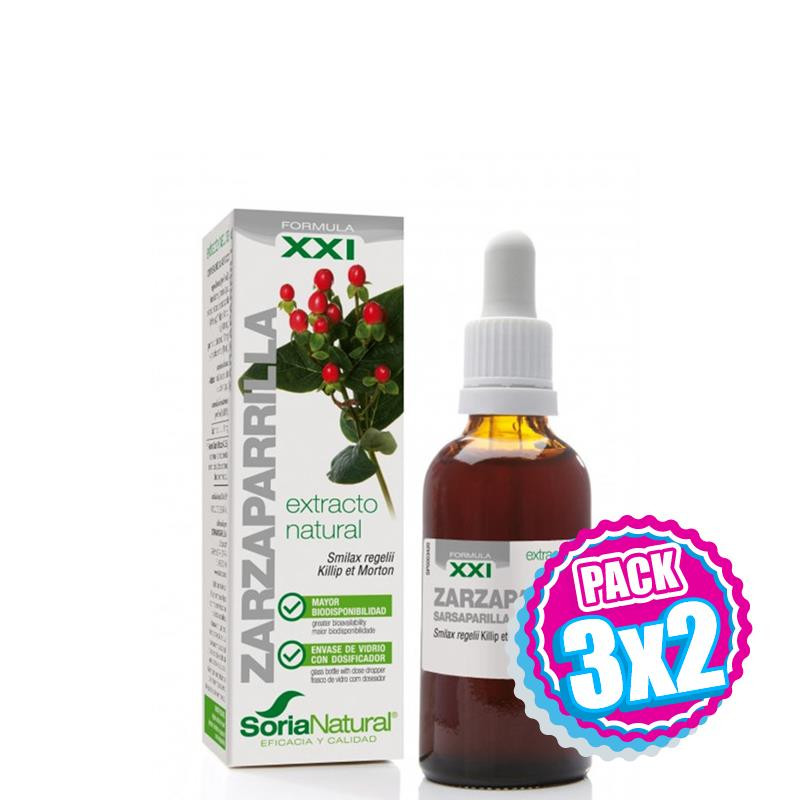 Pack 3x2 EXTRACTO DE ZARZAPARRILLA FORMULA XXI 50Ml. SORIA NATURAL