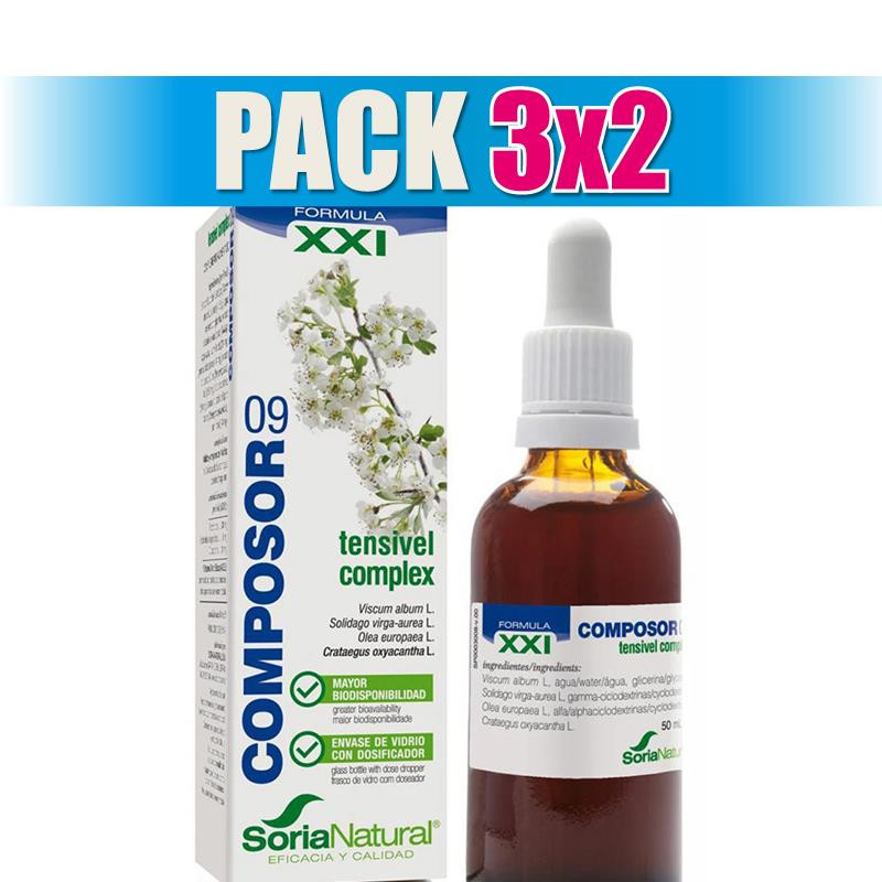 Pack 3x2 COMPOSOR 9 TENSIVEL COMPLEX 50Ml. SORIA NATURAL