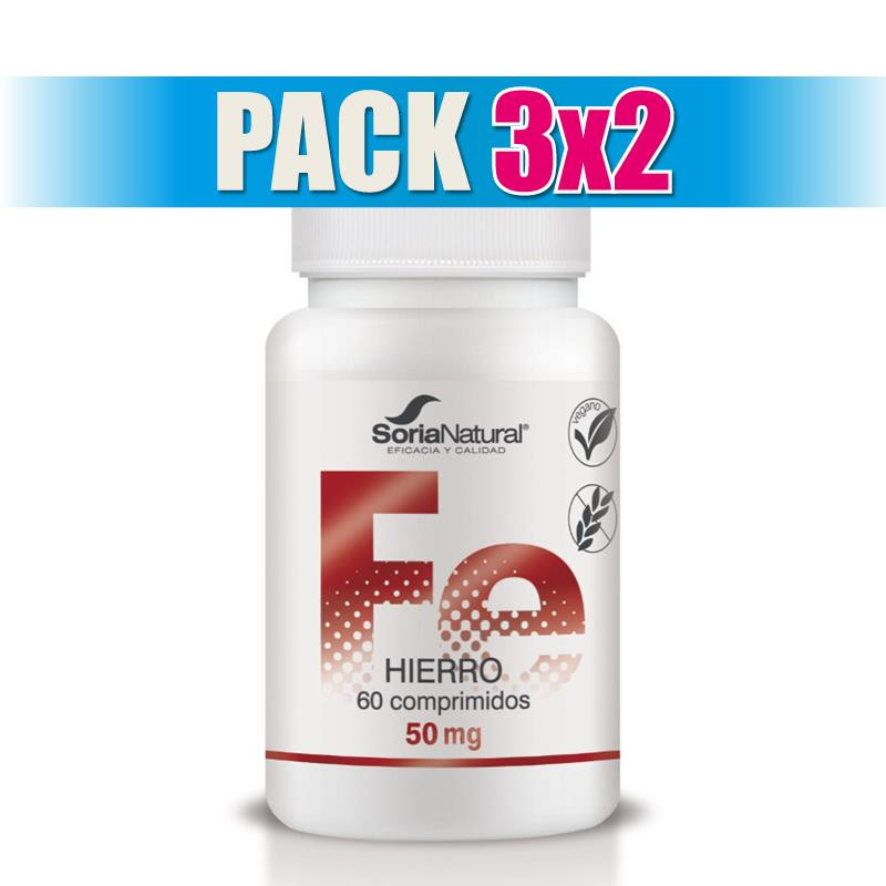 Pack 3x2 HIERRO 1000 mgrs. x 60  LIBERACION SOSTENIDA SORIA NATURAL
