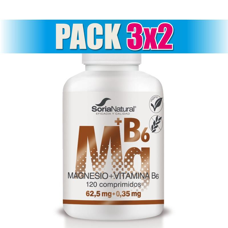 Pack 3x2 MAGNESIO+VIT. B6 1550mgrs. x 120  LIBERACION SOSTENIDA SORIA NATURAL