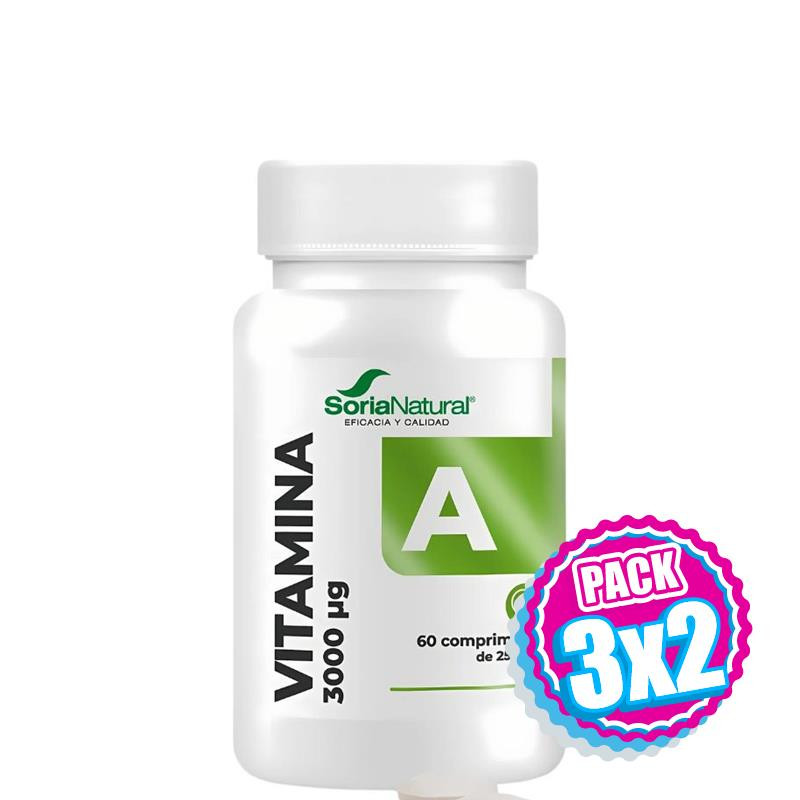 Pack 3x2 VITAMINA A LIBERACIÓN SOSTENIDA 60 COMPRIMIDOS SORIA NATURAL