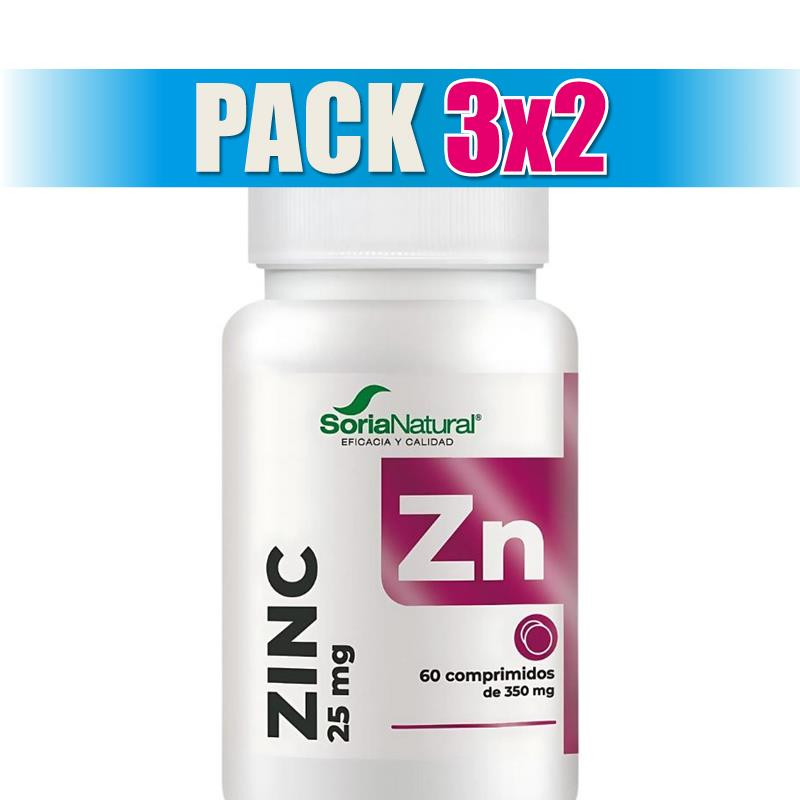 Pack 3x2 ZINC LIBERACIÓN SOSTENIDA 60 COMPRIMIDOS SORIA NATURAL