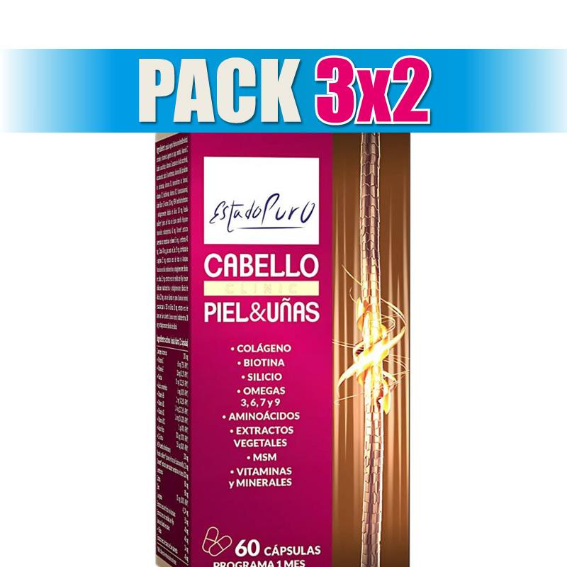 Pack 3x2 CABELLO PIEL Y UÑAS 60 CÁPSULAS ESTADO PURO