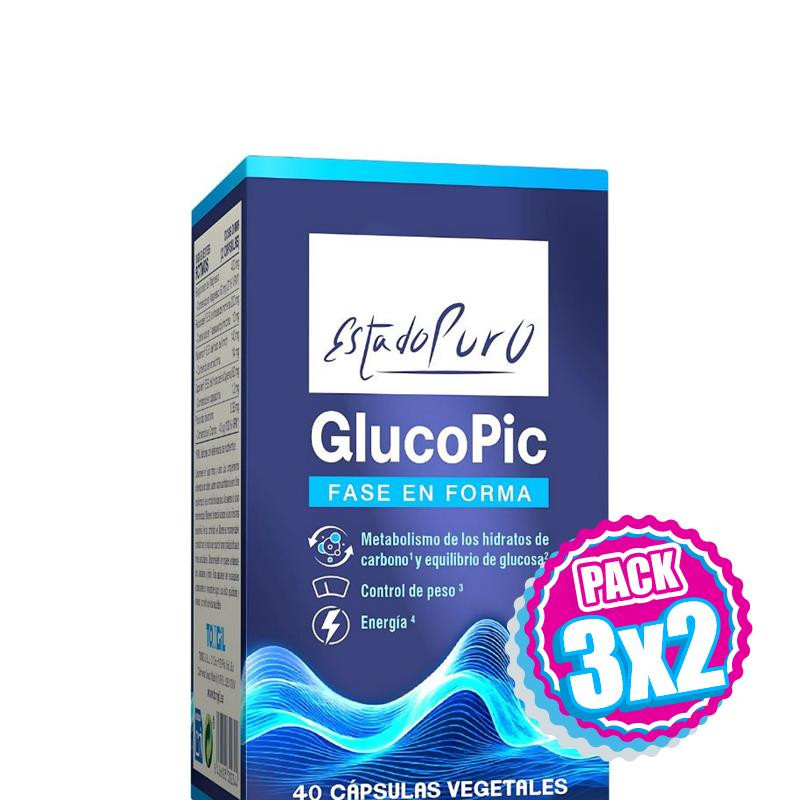 Pack 3x2 GLUCOPIC 40 CÁPSULAS VEGETALES ESTADO PURO-TONGIL