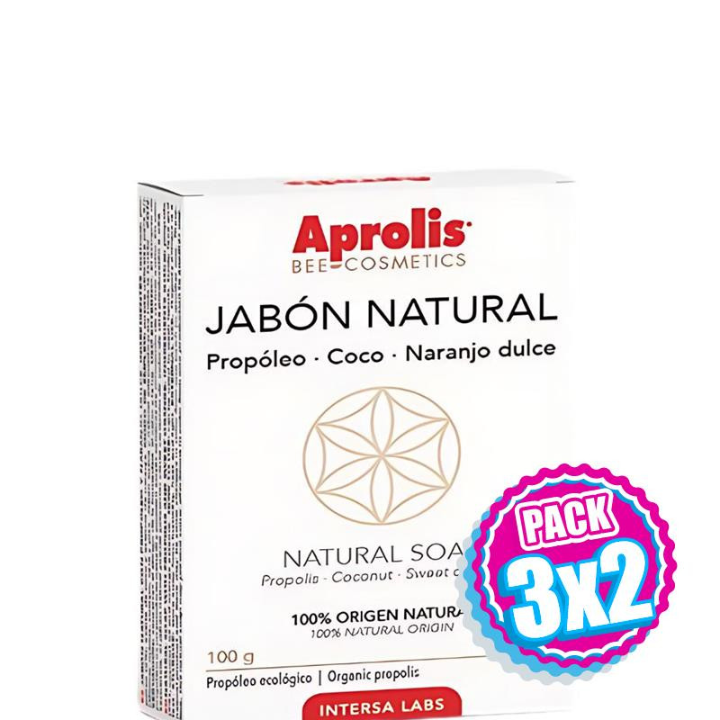 Pack 3x2 APROLIS JABÓN NATURAL PROPÓLEO-COCO-NARANJO DULCE 100 GR INTERSA