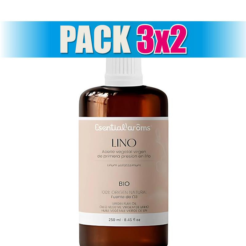 Pack 3x2 ACEITE VEGETAL DE LINO BIO 250Ml. ESENTIAL AROMS