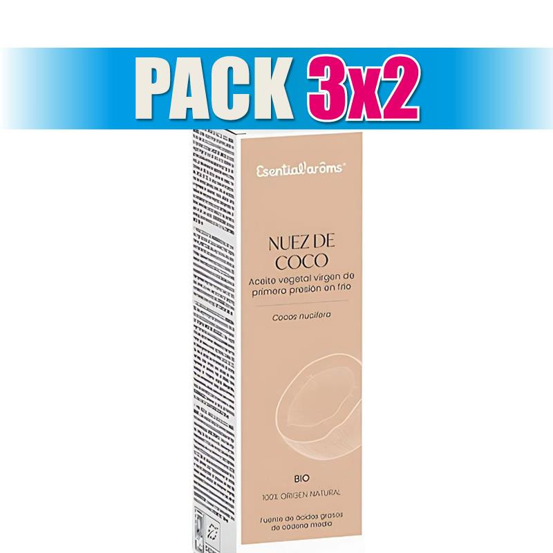 Pack 3x2 ACEITE VEGETAL DE NUEZ DE COCO BIO 100Ml. ESENTIAL AROMS