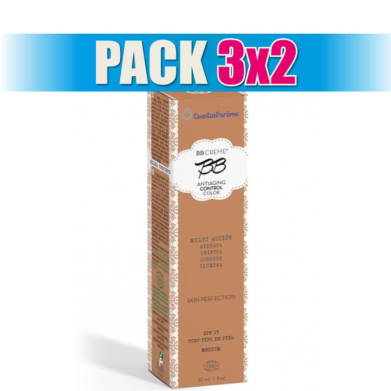 Pack 3x2 COLOR CONTROL BB CREAM 2 MEDIUM 30Ml. ESENTIAL AROMS