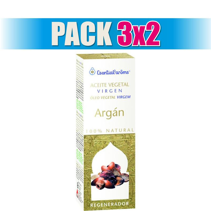Pack 3x2 ACEITE VEGETAL VIRGEN DE ARGAN-ALIMENTARIO BIO 100Ml. ESENTIAL AROMS