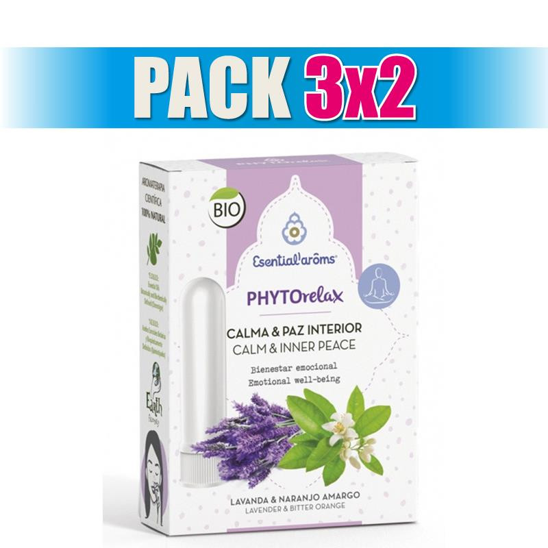 Pack 3x2 PHYTO RELAX 2 STICKS INHALADORES x 5Ml. ESENTIAL AROMS