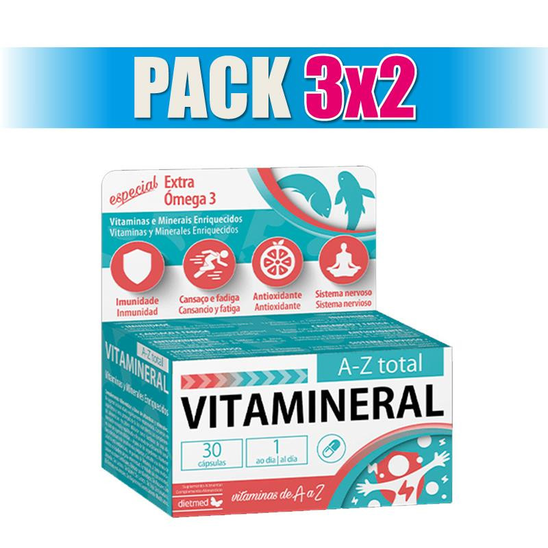 Pack 3x2 VITAMINERAL A-Z TOTAL 30 PERLAS DIETMED